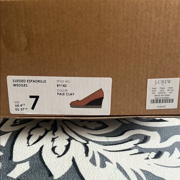 J. Crew Factory Tan Sueded Espadrille Wedge Shoes Size 7 - Picture 3 of 5